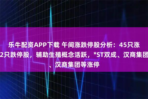 乐牛配资APP下载 午间涨跌停股分析：45只涨停股、2只跌停股，辅助生殖概念活跃，*ST双成、汉商集团等涨停